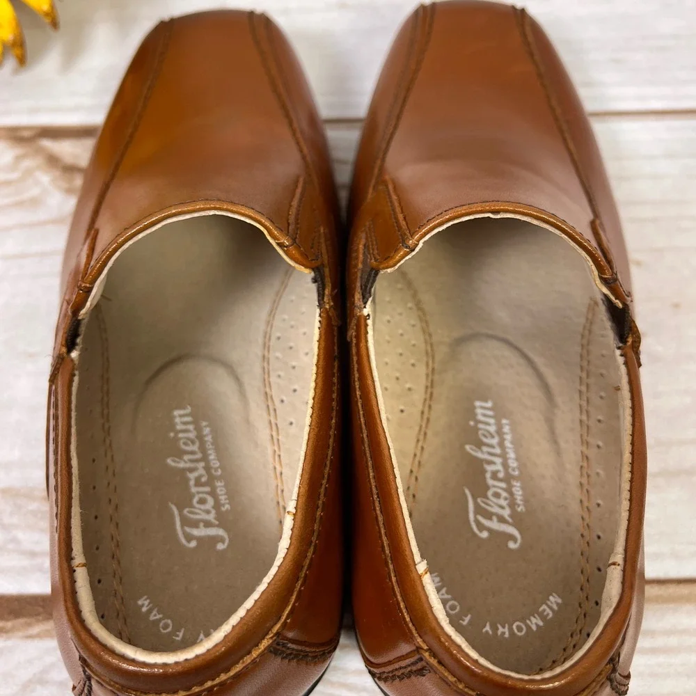 Florsheim Kids Reveal‎ Bikeslip Cognac Leather Dress Shoes Loafers 1 1M